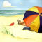 Sea Gypsy BNB Guest Room Icon - beach scene with umbrella